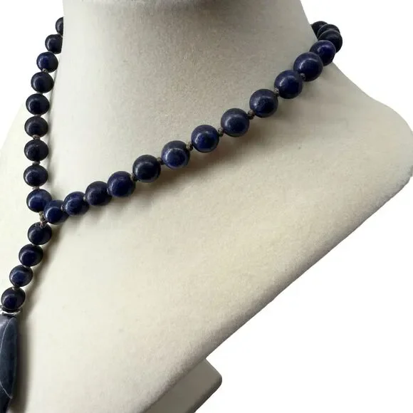 J. Jill Beaded Necklace Y Strand Blue Teardrop Lapis Pendant Cord Adjustable NWT - Picture 6 of 10